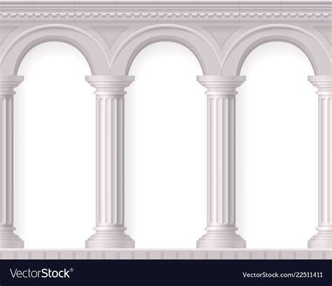 Realistic Antique White Columns Composition Vector Image