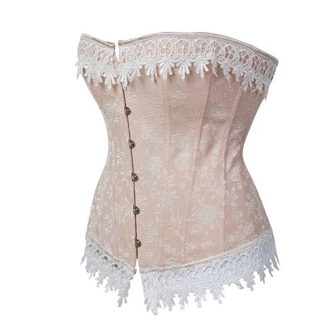 Corsets And Bustiers For Women Gothic Plus Size Cream Lace Trim