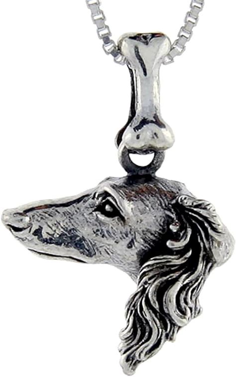 Sterling Silver Borzoi Dog Pendant Jewelry
