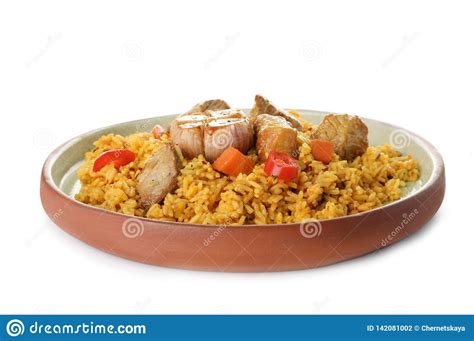 Plate With Rice Pilaf And Meat Stock Photo Image Of Cereal Meal