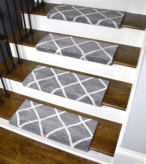 4.0 out of 5 stars. Dean Flooring Company, LLC Set of 3 Theo Ivory Gray Bullnose Carpet Stair Treads for a ...