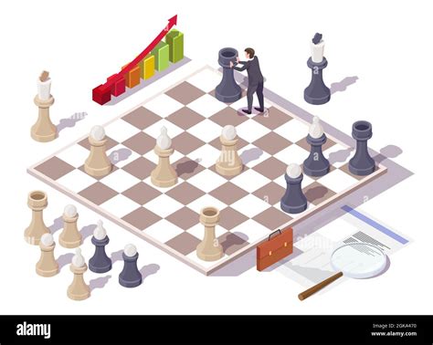 Businessman Playing Chess Board Game Vector Isometric Illustration