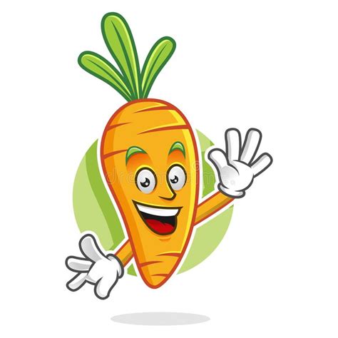 Greeting Carrot Mascot Carrot Character Carrot Cartoon Stock Vector