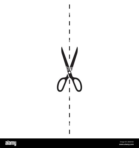 Scissors Cut Vertical Dotted Line Vector On White Background Stock