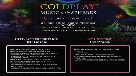 Harga Tiket Konser Coldplay Di Jakarta Mulai Dari Rp800 Ribu
