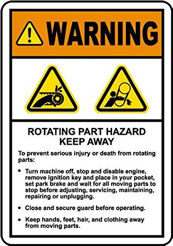Warning Rotating Part Hazard Keep Away To Prevent Serous Injury Or