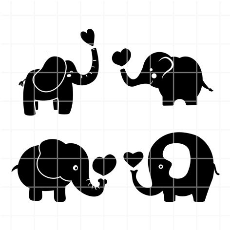 Baby Elephant Svg Elephant Cut File Elephant With Hearts Etsy