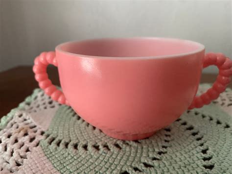 Vintage Hazel Atlas Pink Crinoline Sugar Bowl Etsy UK
