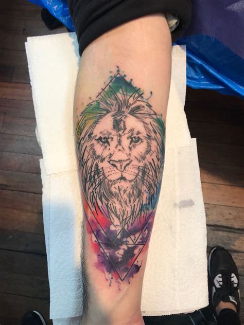 First Tattoo Watercolour Lion By Lauren Fox At Authentink