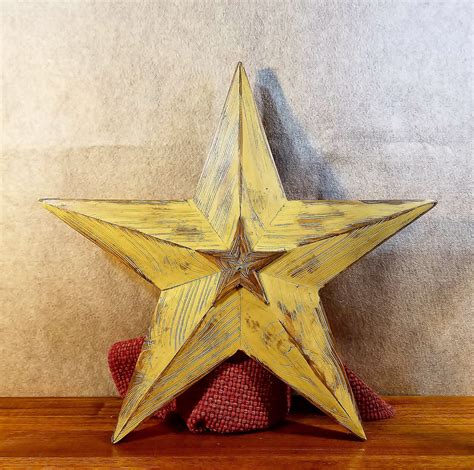 Rustic Wood Star Antique Gold Distressed 21 Inch 10 Etsy