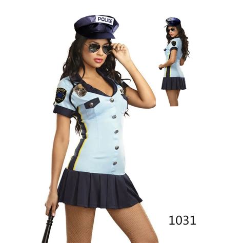 Sexy Blau Weibliche Polizei Offizier Uniform Polizist Cop Kostüm Halloween Erwachsene Frauen