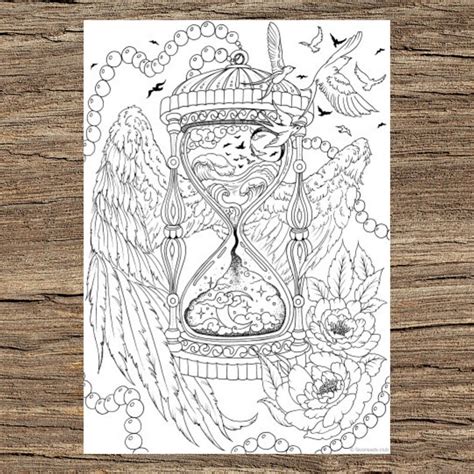 Hourglass Printable Adult Coloring Page from Favoreads | Etsy