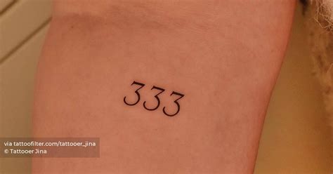 Tattoo Of The Number 333 Located On The Inner