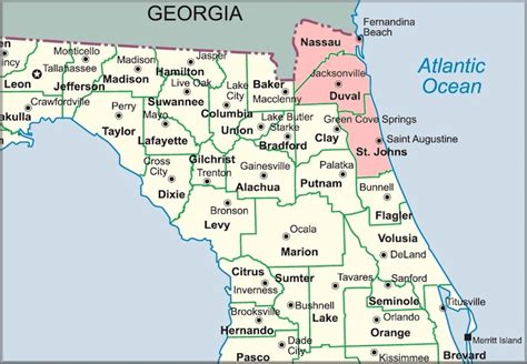 North Florida Map With Cities United States Map