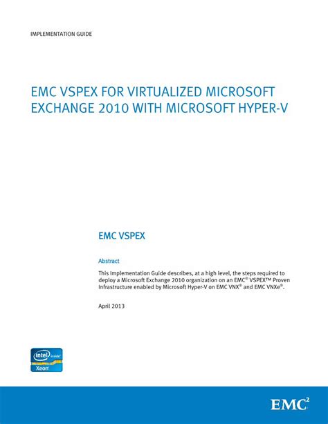 Pdf Emc Vspex For Virtualized Microsoft Exchange 2010 With