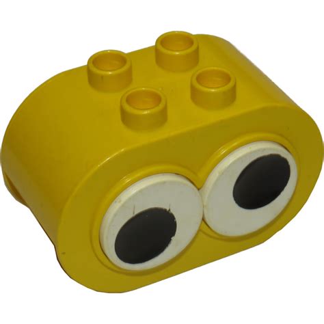 Lego Yellow Duplo Brick 2 X 4 X 2 Rounded Ends With Two Adjustable Eyes