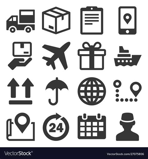 Shipping And Delivery Icons Set On White Vector Image