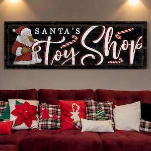 Santa S Toy Shop Sign Christmas Theme Toy Shop Decor Etsy