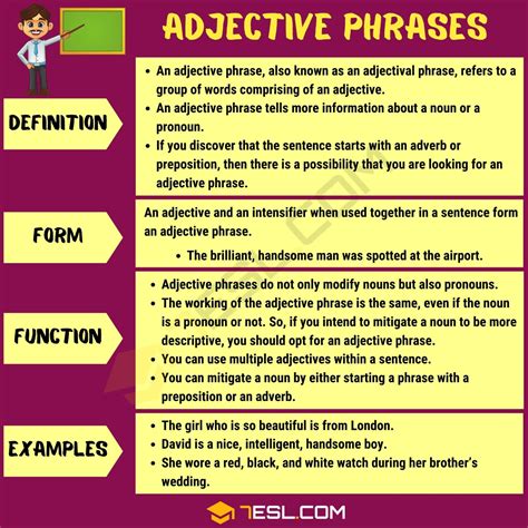 Adjective Phrase Useful Examples Of Adjectival Phrases 7esl