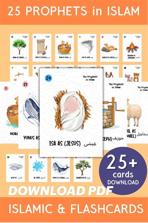 Prophets In Islam Flashcards For Kids Islamic Flashcards 25 Etsy