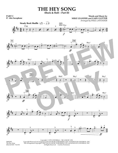 The Hey Song Rock And Roll Part Ii Flex Band Pt 2 Eb Alto Saxophone Sheet Music Paul