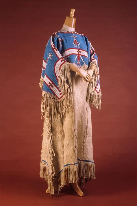 Womans Hide Dress With Fully Beaded Yoke Plains Indian Classic Sioux