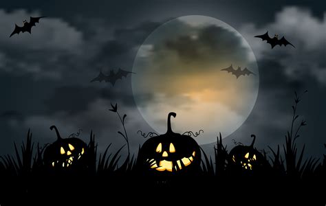 Cool Photo Of Halloween Wallpaper Of Evil Pumpkins Bats