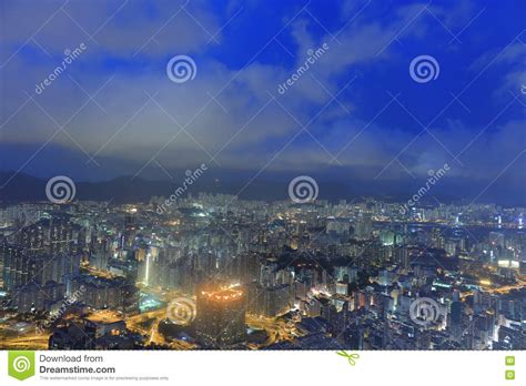 Kowloon Night Skyline At Night Stock Image Image Of Housing