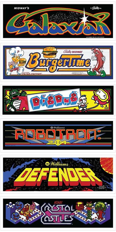 Classic Arcade Marquees Wall Art 6 Packs Retro Arcade Games