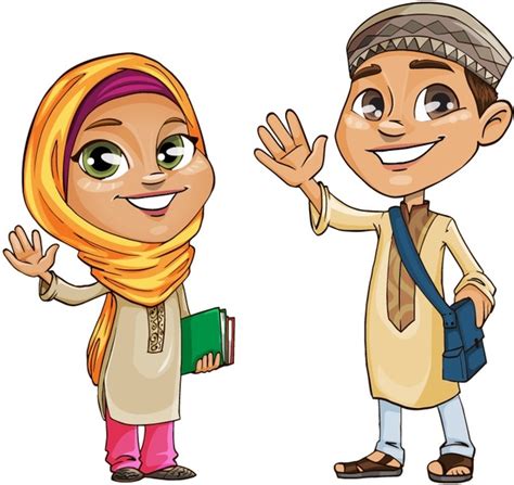 Muslimische Kinder Vector Zeichen Vektor Menschen Kostenlose Vector