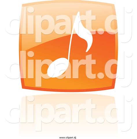 Vector Clipart Of A Square Orange Music Note Icon And Reflection By