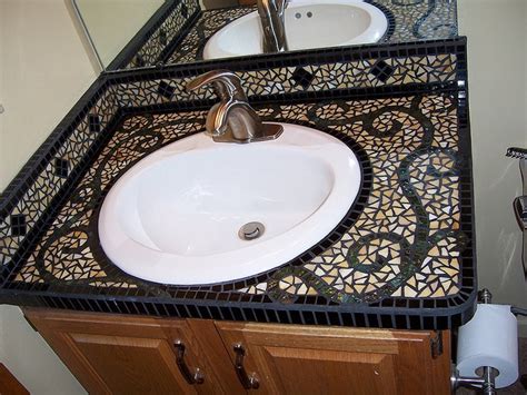 Bathroom countertops can make a statement and still be practical, providing additional workspace. 30 Pictures of mosaic tile countertop bathroom