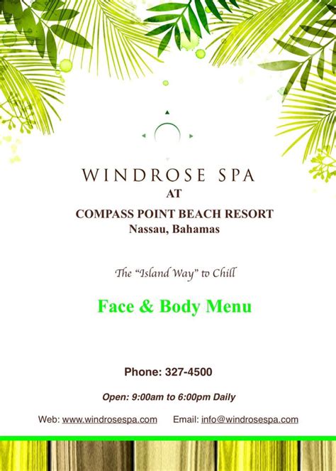 Windrose Spa Menu Windrose Spa At Compass Point Beach Resort Facebook