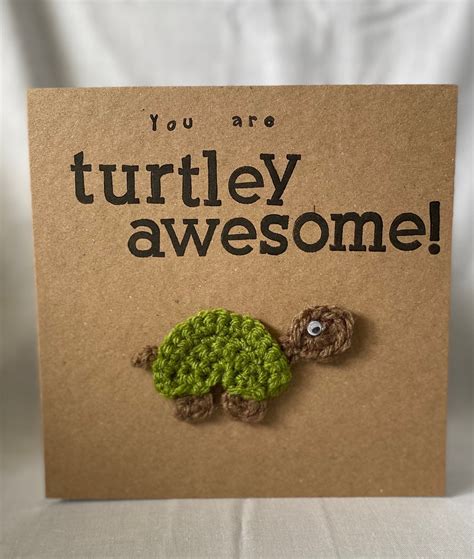Thank You Cards Awesome Handmade Crochetgift Turtle Etsy Canada In