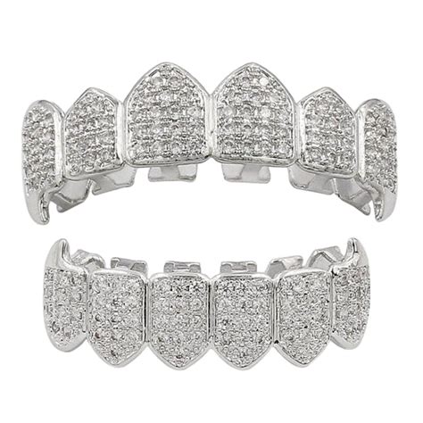 Buy K Gold Silver Plated Teeth Grillz Iced Out Diamond Cz Vampire