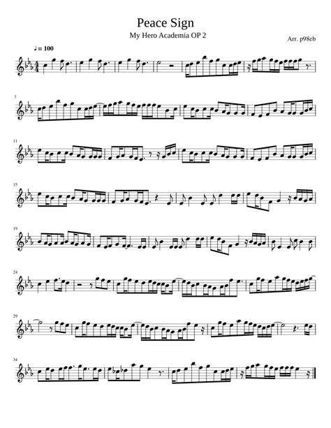 Peace Sign My Hero Academia Op 2 Sheet Music Download Free In Pdf
