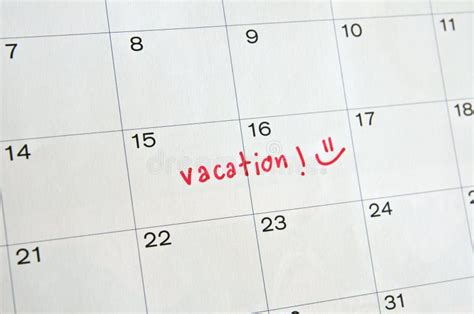 Vacation On Calendar Stock Image Image Of Event Plan 35076457