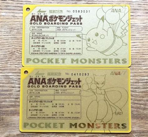 Pokemon Jet Gold Boarding Pass Pikachu Mewtwo Ana Promo Japanese Card Picclick