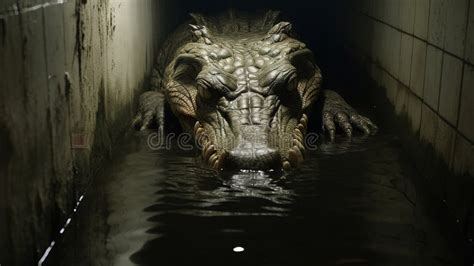 Urban Legend Unveiled An Alligator In The Dark Sewers Stock