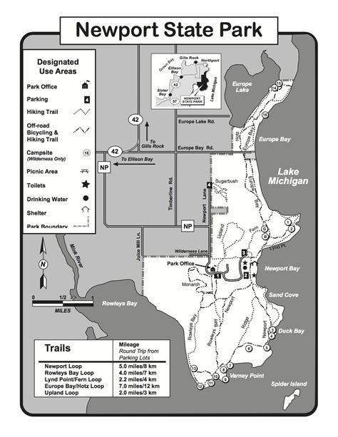 Newport State Park Door Co Map With Images Wisconsin State Parks