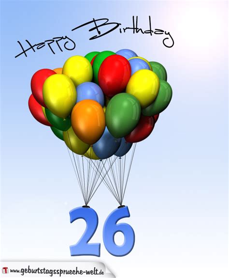 Geburtstagskarte Mit Luftballons Zum 26 Geburtstag