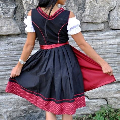 German Red Dirndl Dress Red Dirndl Dress Dirndl Dress Etsy