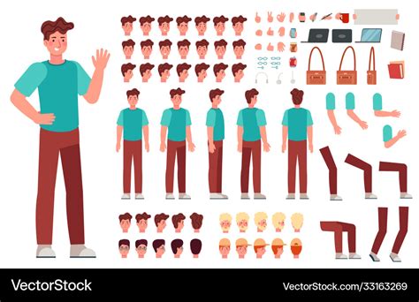 Cartoon Male Character Kit Man Animation Body Vector Image