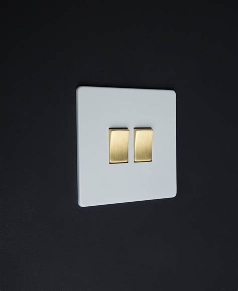 White Double Rocker Switch Available With 4 Different Rocker Colours
