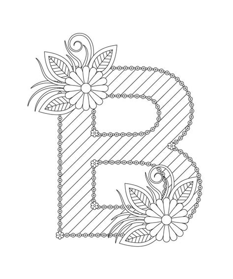 Alphabet Coloring Page With Floral Style Abc Coloring Page Letter B