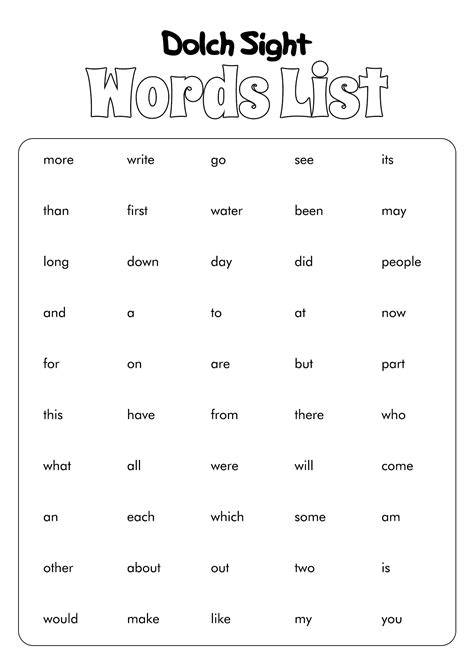 Kindergarten Sight Word List Printable That Are Challenger Alma Website