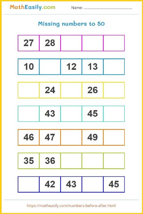 Missing Numbers 1 30 Worksheet Kindergarten 4 Lesson Tutor A18