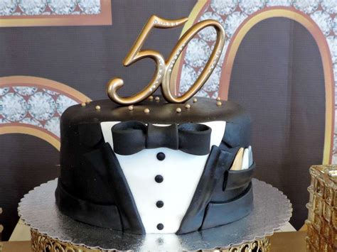 Great Cake At A Black And Gold Tuxedo Party See More Party Planning