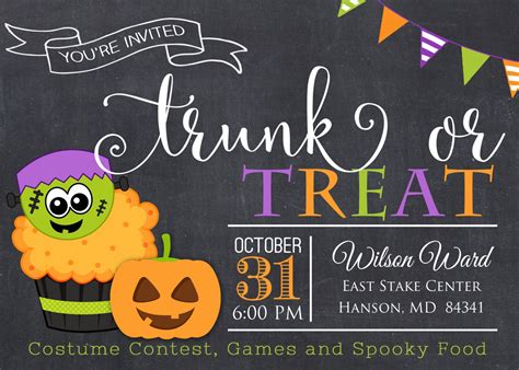 Trunk Or Treat Halloween Invitation Ward Party Invitation