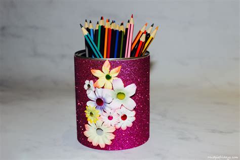 Diy duck tape pencil holder art organizer giveaway. DIY Flower Pencil Holder
